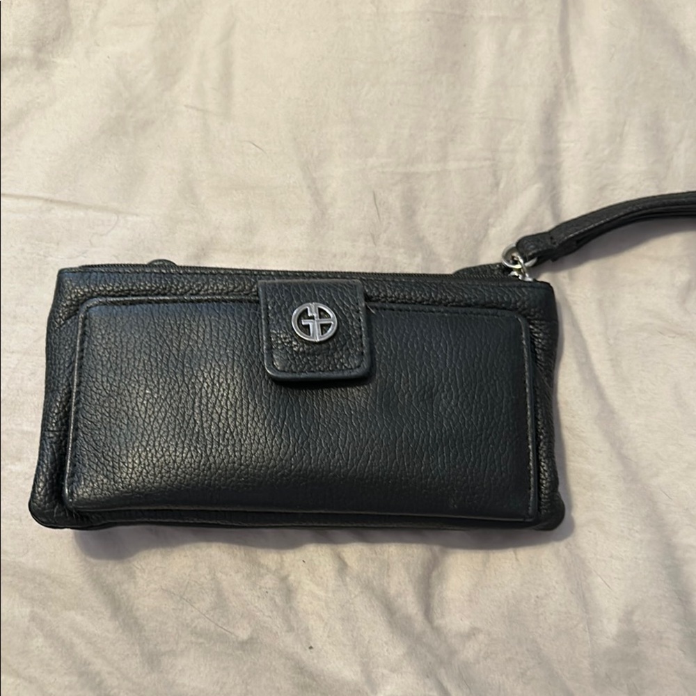 Giani Bernini Black Leather Wristlet with Logo
